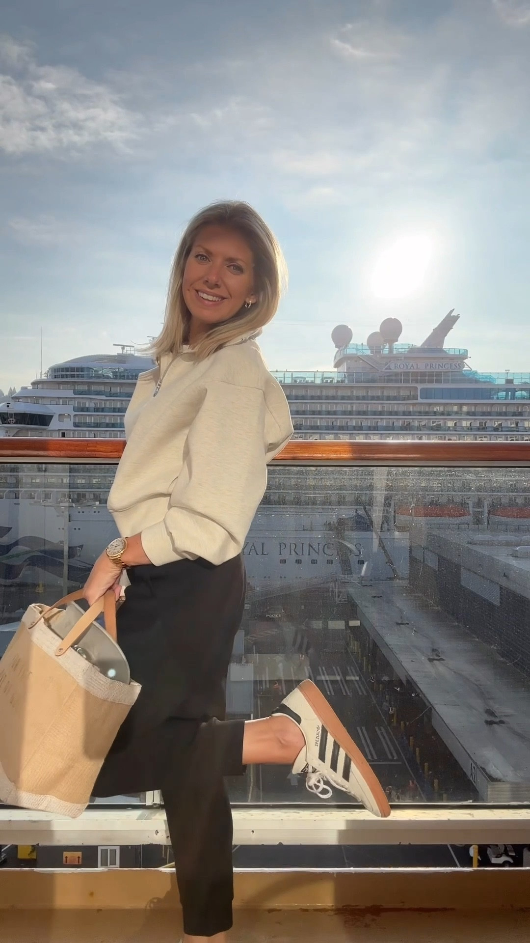 Comfy travel outfit for the flight home. This is by far the softest sweat set I’ve ever worn! XS Pullover & S regular length pants and I’m 5’3” . Sneakers are men’s sizes. I’m normally a 8.5-9 and I wear a 7.5 in these  My tote bag was customized for me and I use it everywhere.  Makes such a great gift. 

Sweatpants
Sweatshirt 
Travel outfit 
Loungewear 
Adidas spezial 
Samba
Gold ring
Panther jewelry 
Alaska cruise 
Alaskan

#LTKStyleTip #LTKFindsUnder50 #LTKTravel