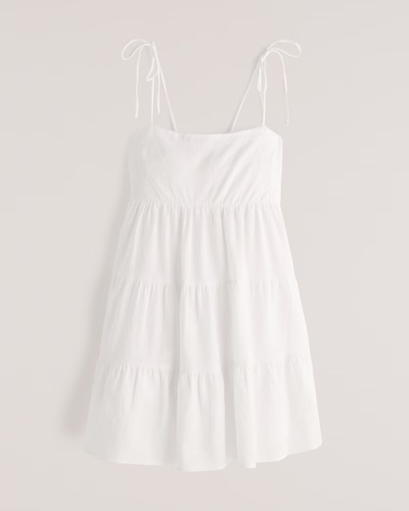 Tie-Strap Tiered Mini Dress | Abercrombie & Fitch (US)