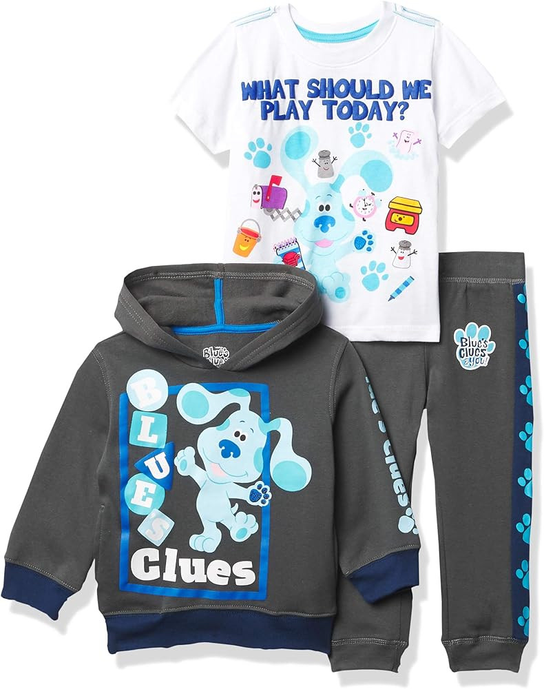 Nickelodeon Blue's Clues & You Hoodie, T-Shirt, & Jogger Sweatpant, 3-Piece Athleisure Outfit Bun... | Amazon (US)
