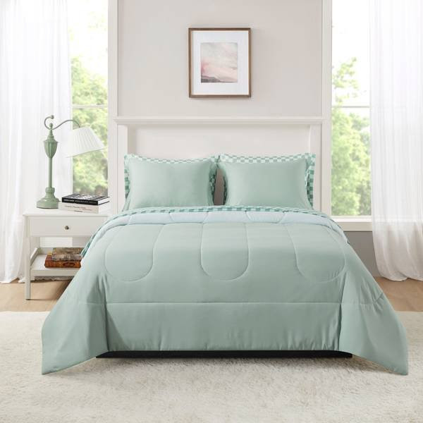 Mainstays Sage Reversible 5-Piece Bed in a Bag Comforter Set with Sheets, Twin XL | Walmart (US)