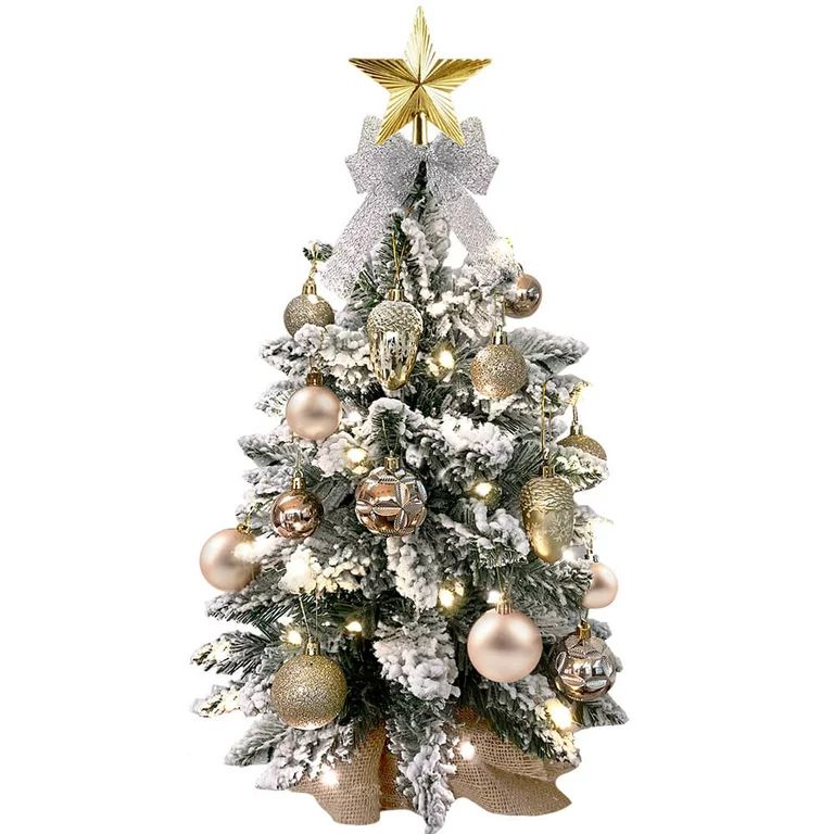 Christmas Tree with Lights, 2FT Tabletop Pre-lit Christmas Tree with Rich Decorations, Mini Artif... | Walmart (US)