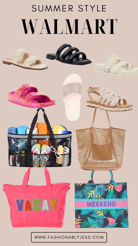 Loving these cute Walmart sandals and beach bags! Super cute for the beach/pool this summer! 
#summerfinds #walmartfinds #sandals #totebag

#LTKstyletip #LTKshoecrush #LTKtravel