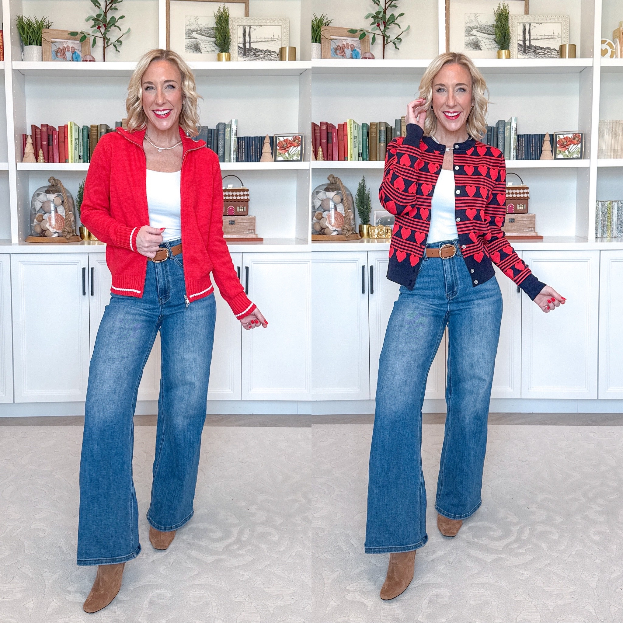 Walmart - 5 new sweaters - * Wide Leg Jeans - size 25.

Heart Print Cardigan - size XS. $24. 2 colors.  

Zip Front Sweater - size XS. $28. 2 colors.

 

#LTKSeasonal #LTKFindsUnder50 #LTKOver40