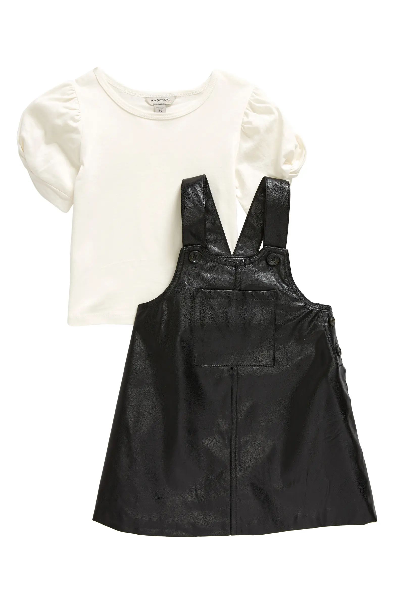 Kids' Cotton T-Shirt & Faux Leather Dress Set | Nordstrom