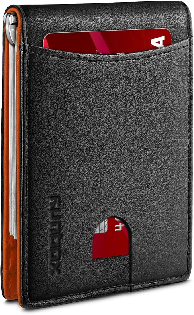RUNBOX Mens Wallets, Minimalist Slim Wallet for Men Money Clip Bifold RFID Blocking ID Window Slot F | Amazon (US)