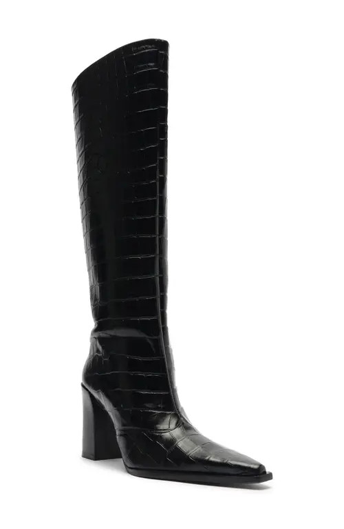Schutz Raffaela Up Pointed Toe Knee High Boot in Black at Nordstrom, Size 8.5 | Nordstrom