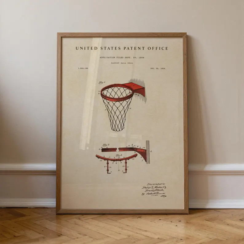 Basketball Hoop Print, Hand-painted Watercolor Vintage Football Art, Sports Fan Gift, Game Room D... | Etsy (Global)