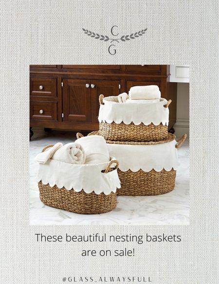 These nesting baskets are absolutely adorable and are on sale! Nursery storage, bathroom storage, classic home, Ballard designs, bunny Williams woven scalloped nesting baskets. Callie Glass @glass_alwaysfull

#LTKkids #LTKSeasonal #LTKhome