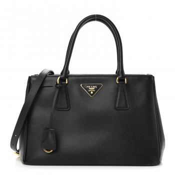 PRADA Saffiano Small Galleria Double Zip Tote Black | FASHIONPHILE | FASHIONPHILE (US)