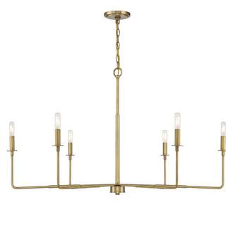 Savoy House Salerno 42 in. W x 25 in. H 6-Light Warm Brass Wide Chandelier with No Bulbs Included... | The Home Depot