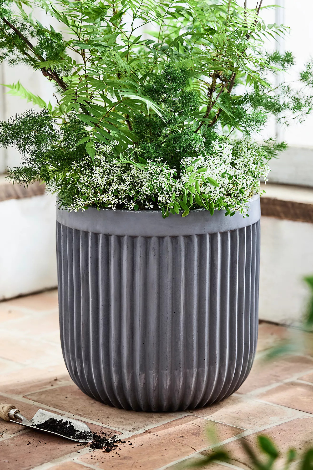 Fiber Concrete Barrel Pot, 16" | Terrain