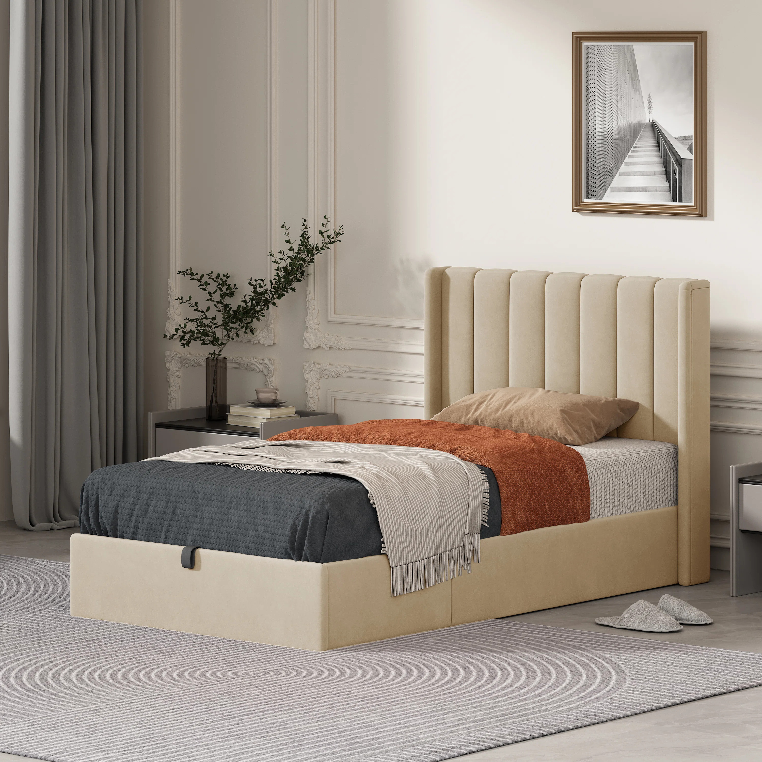 Daizia Lift Up Storage Platform Bed with Wingback Headboard | Wayfair North America