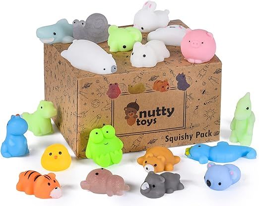 Nutty Toys Animal Squishies, 20 Soft & Cute Kawaii Fidgets Top Classroom Prizes Bulk Pinata Fille... | Amazon (US)