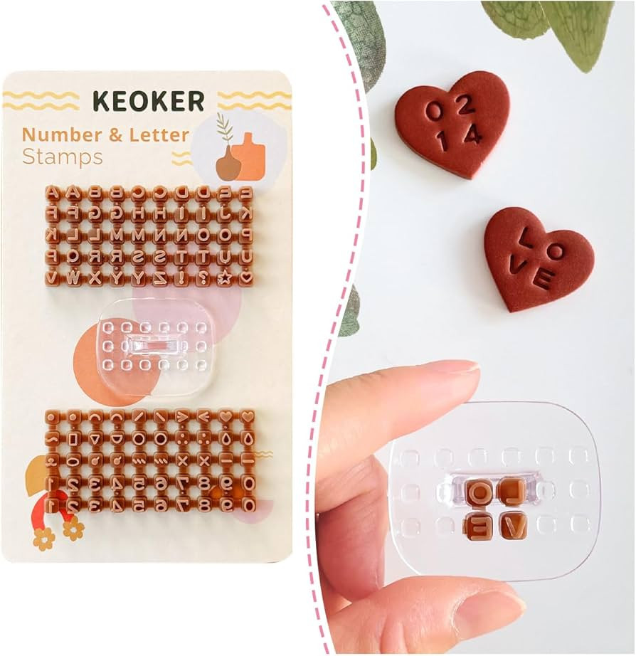 Keoker Number & Letter Stamps for Clay - Pottery Stamps for Clay, Polymer Clay Stamps, Clay Lette... | Amazon (US)