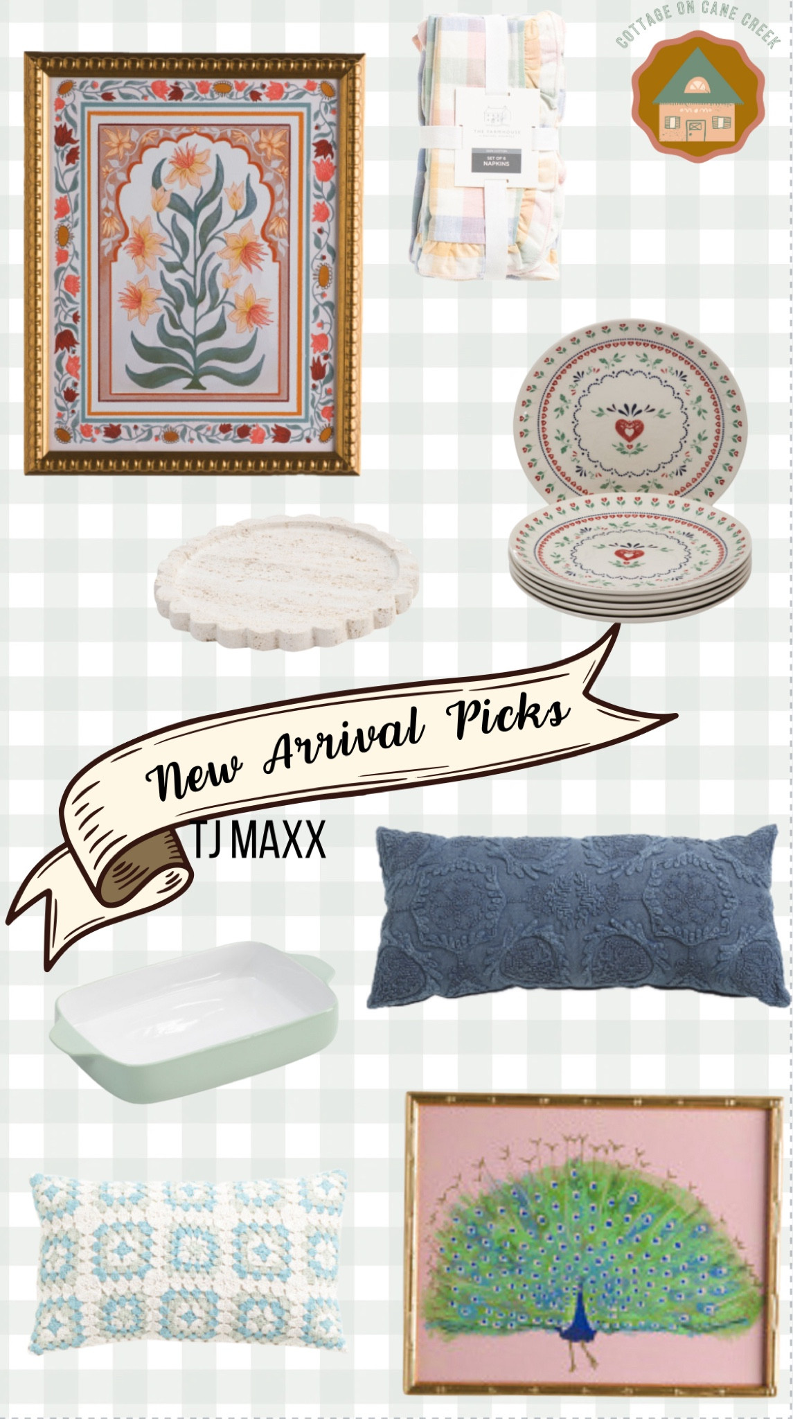 New Arrivals at TJ MAXX 

Whimsical Art and pattern prints cottage dishes scallop tray pastel gingham print peacock painting crochet pillow Anthro lookalike 

#LTKhome #LTKSeasonal #LTKsalealert