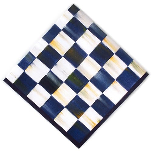 MACKENZIE-CHILDS Cocktail Paper Napkins, Stylish Paper Cocktail Napkins for Parties and More, Blue-and-White Royal Check | Amazon (US)