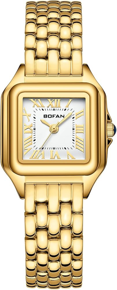 BOFAN Small Gold Watches for Women Easy Reader Ladies Quartz Wrist Watch with Stainless Steel Ban... | Amazon (US)