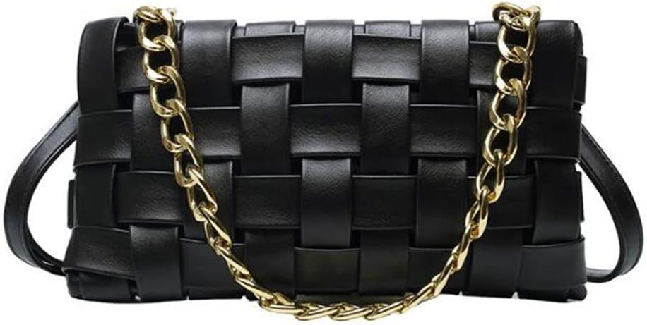 Women's Evening Handbags Braided Shoulder Bag Weave Purse with Chain | Amazon (US)