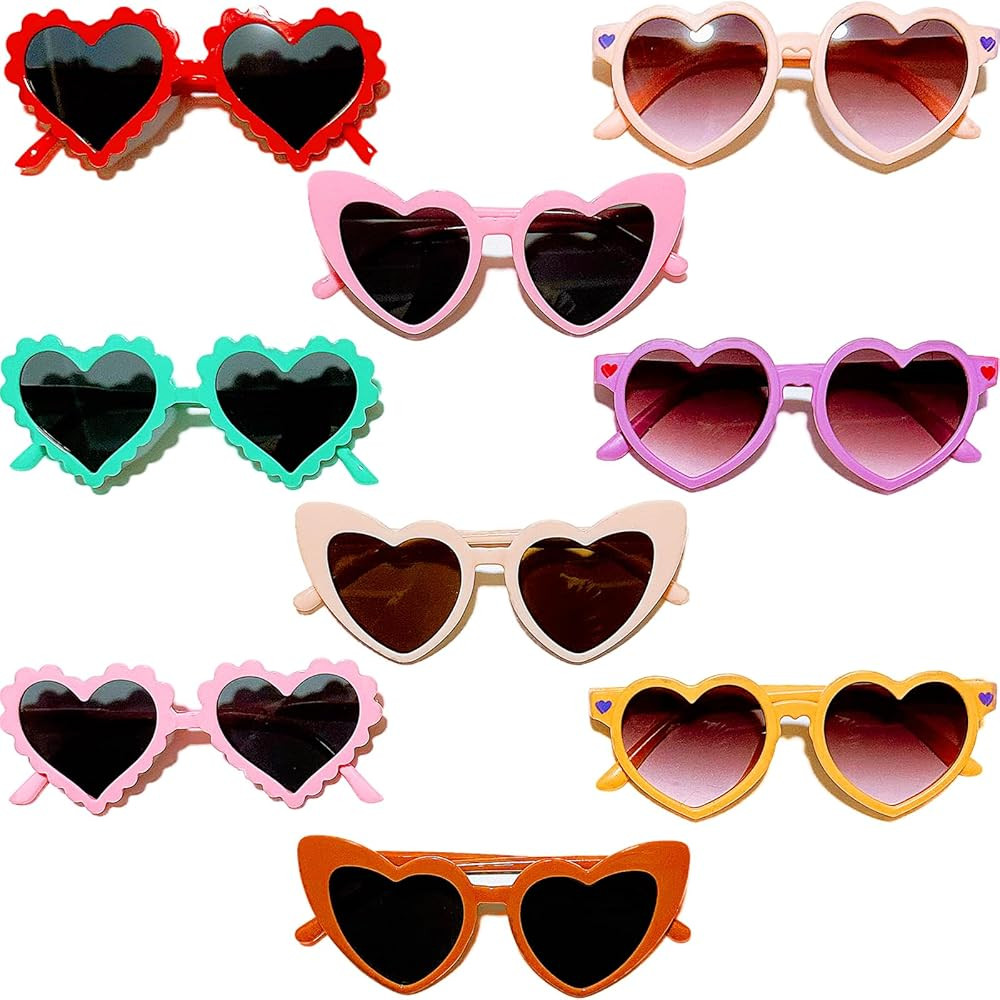 9 Pack Heart Toddler Sunglasses Mixed Styles Heart Shaped Glasses for Kids Girls Boy Age 3-8 Cute... | Amazon (US)
