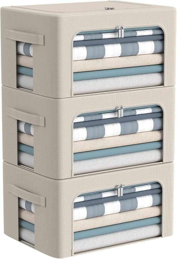3Pack Frame Storage Box - Clothes Storage Bin Bags Oxford Fabric Foldable Stackable Container Org... | Amazon (US)