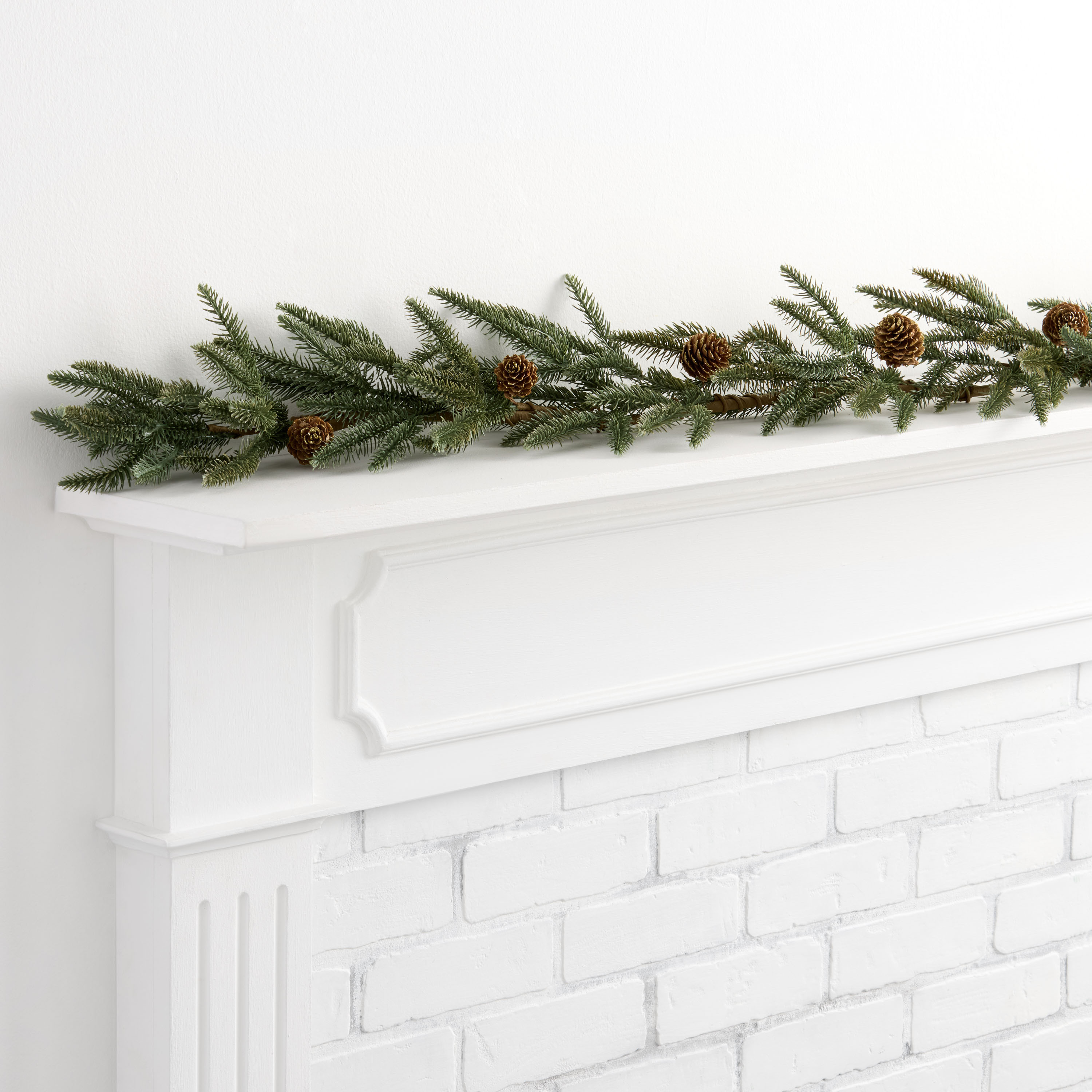 Icy Mini Pinecone and Green Faux Pine Garland | World Market