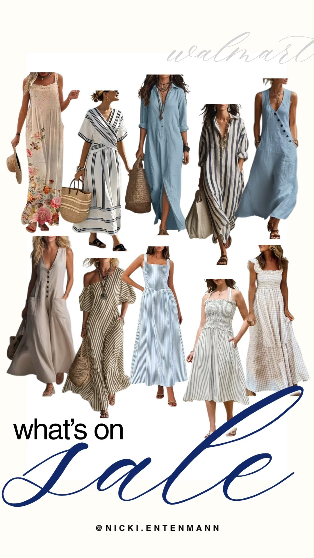 Discover incredible, budget-friendly finds with the latest Walmart sale. This curation highlights a gorgeous selection of breezy, effortless maxi and midi dresses perfect for summer, featuring stylish vertical stripes, floral patterns, and classic gingham prints. Update your warm-weather wardrobe with comfortable smocked bodices, relaxed shirt dresses, and button-front details in a beautiful palette of light blue, cream, and neutral earth tones.

#walmartfinds #walmartsale #salealert #summerdresses #affordablefashion #maxidress #casualchic #everydaylook #summerstyle #shoppinghaul 

 #LTKootd #LTKSaleAlert #LTKTravel