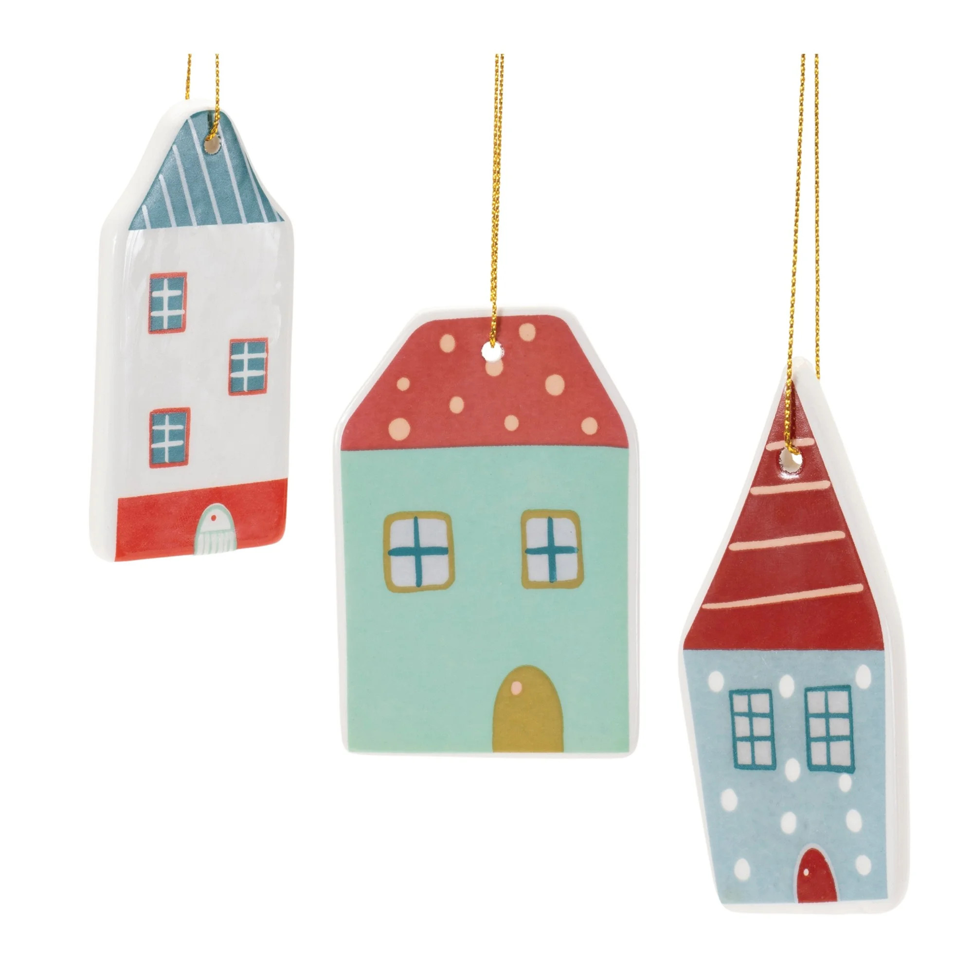 Melrose Ceramic House Christmas Ornaments - 3.5" - 12ct | Walmart (US)