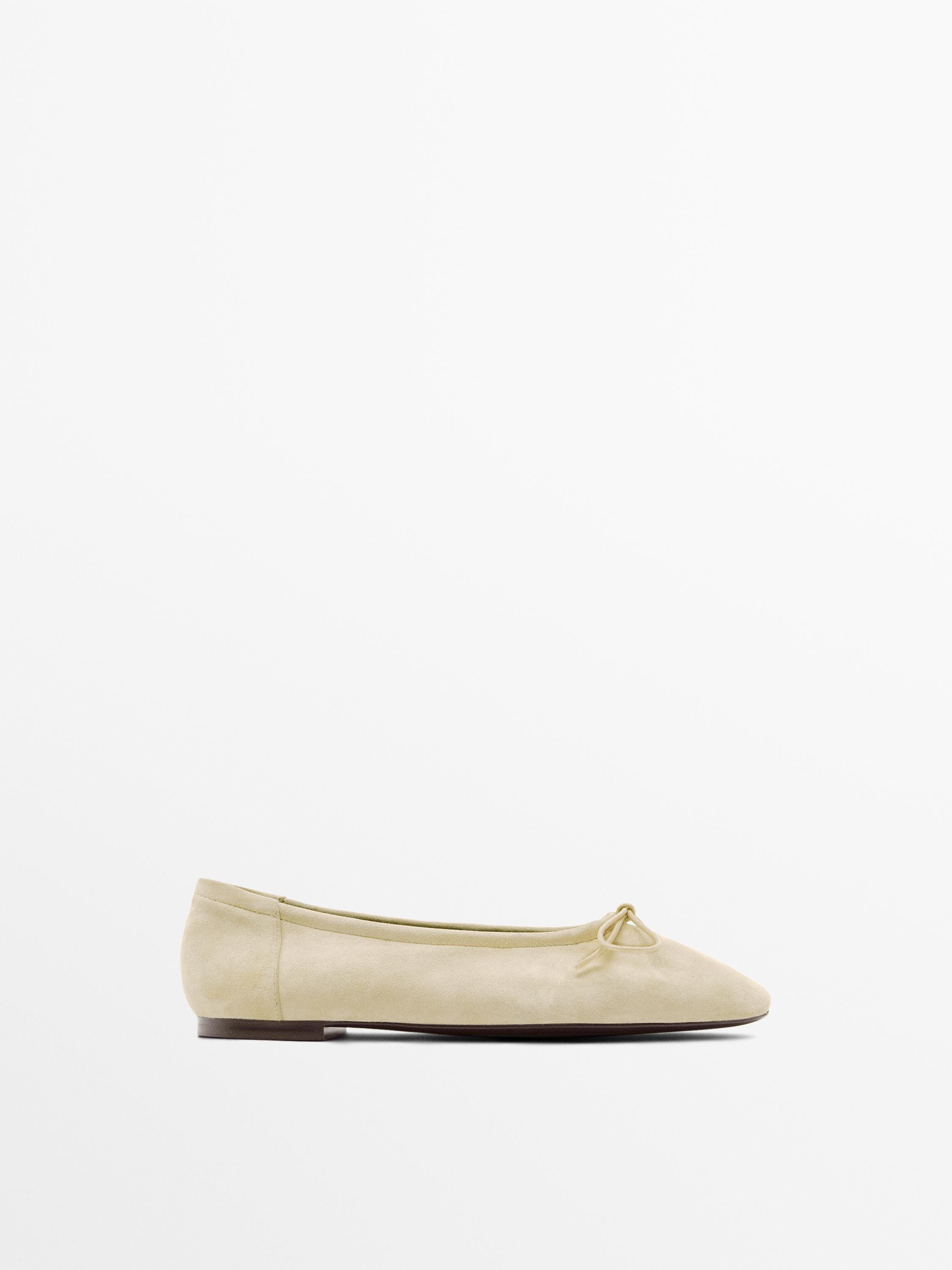 Gathered ballet flats with bow | Massimo Dutti US