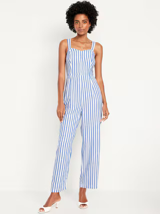 Fit & Flare Linen-Blend Jumpsuit | Old Navy (US)