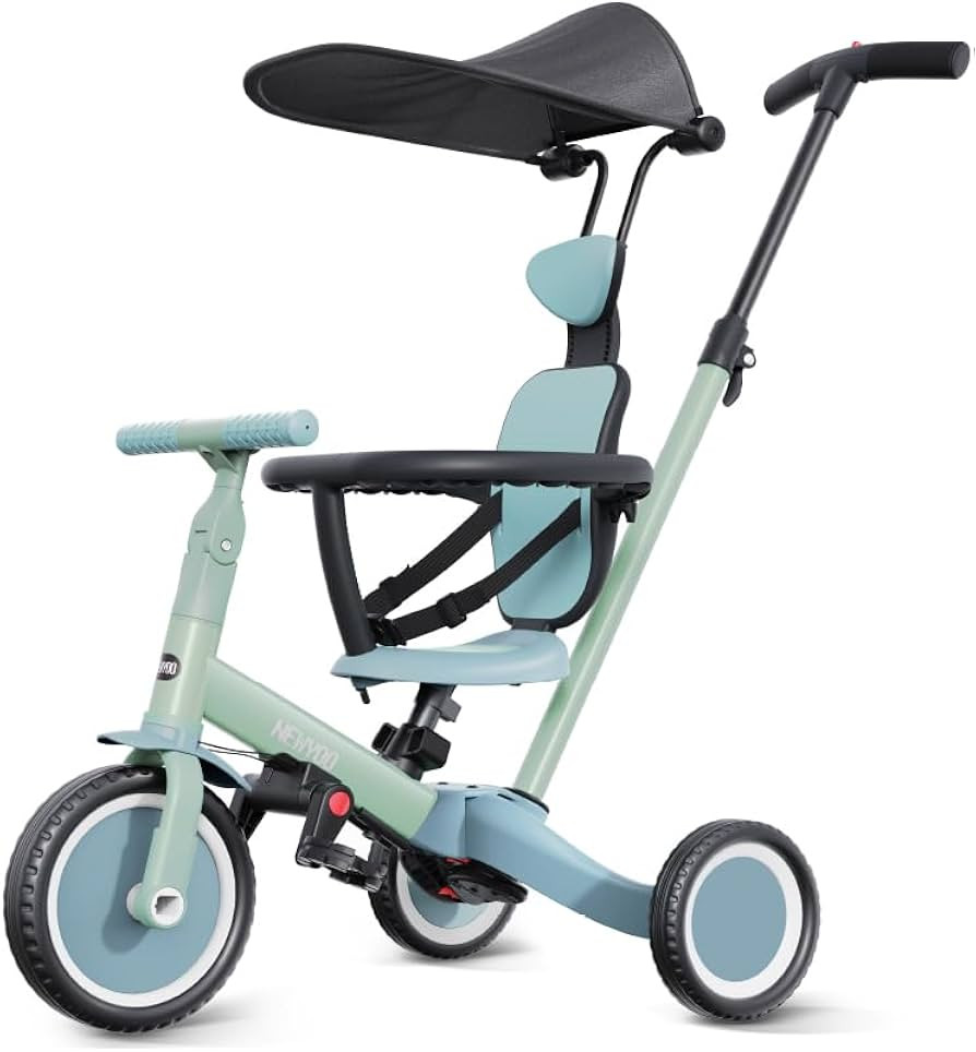 newyoo Toddler Bike, Tricycle for Toddlers 1-3, Toddler Tricycle with Push Handle and Canopy, Bir... | Amazon (US)