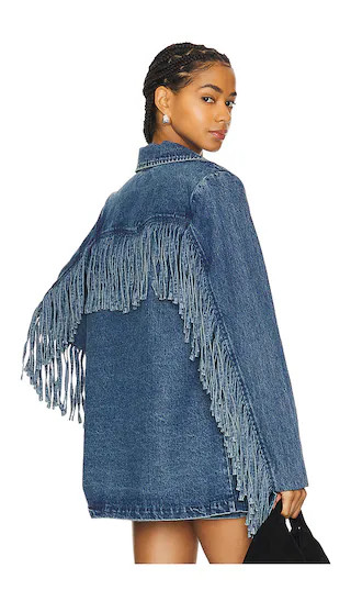 Sierra Fringe Jacket in Blue Indigo | Revolve Clothing (Global)