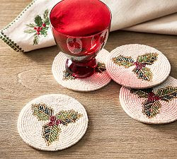 Holly Icon Beaded Coasters - Set of 4 | Pottery Barn (US)