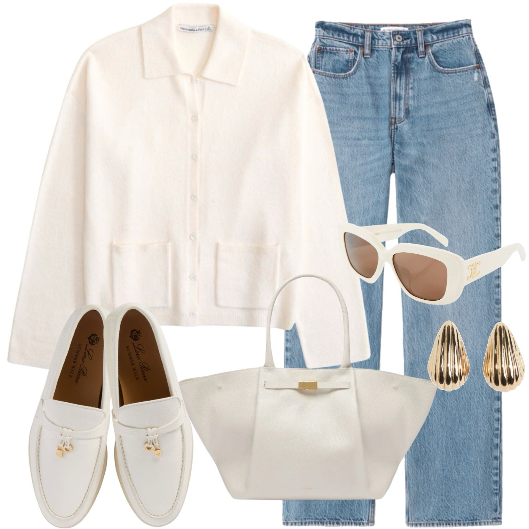 Collared knit cardigan, high rise loose jeans, loafers, Demellier tote bag, gold earrings and celine sunglasses.
Casual style, Abercrombie style, early autumn outfit, transitional style, fall outfit

#LTKautumn #LTKstyletip #LTKmidsize
