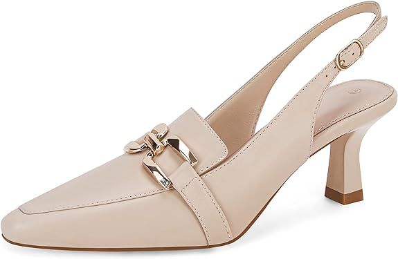 Fashare Womens Kitten Heels Slingback Closed Pointed Toe Dress Shoes Metal Chain Buckle Elegant P... | Amazon (CA)