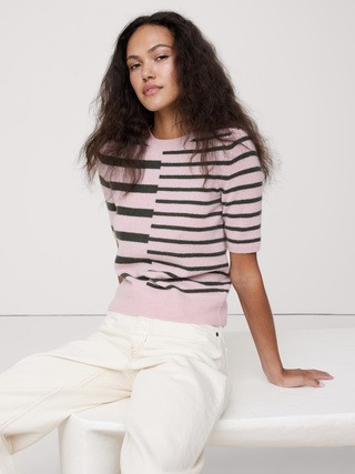 Lightweight Cashmere Short-Sleeve Sweater | Banana Republic (US)