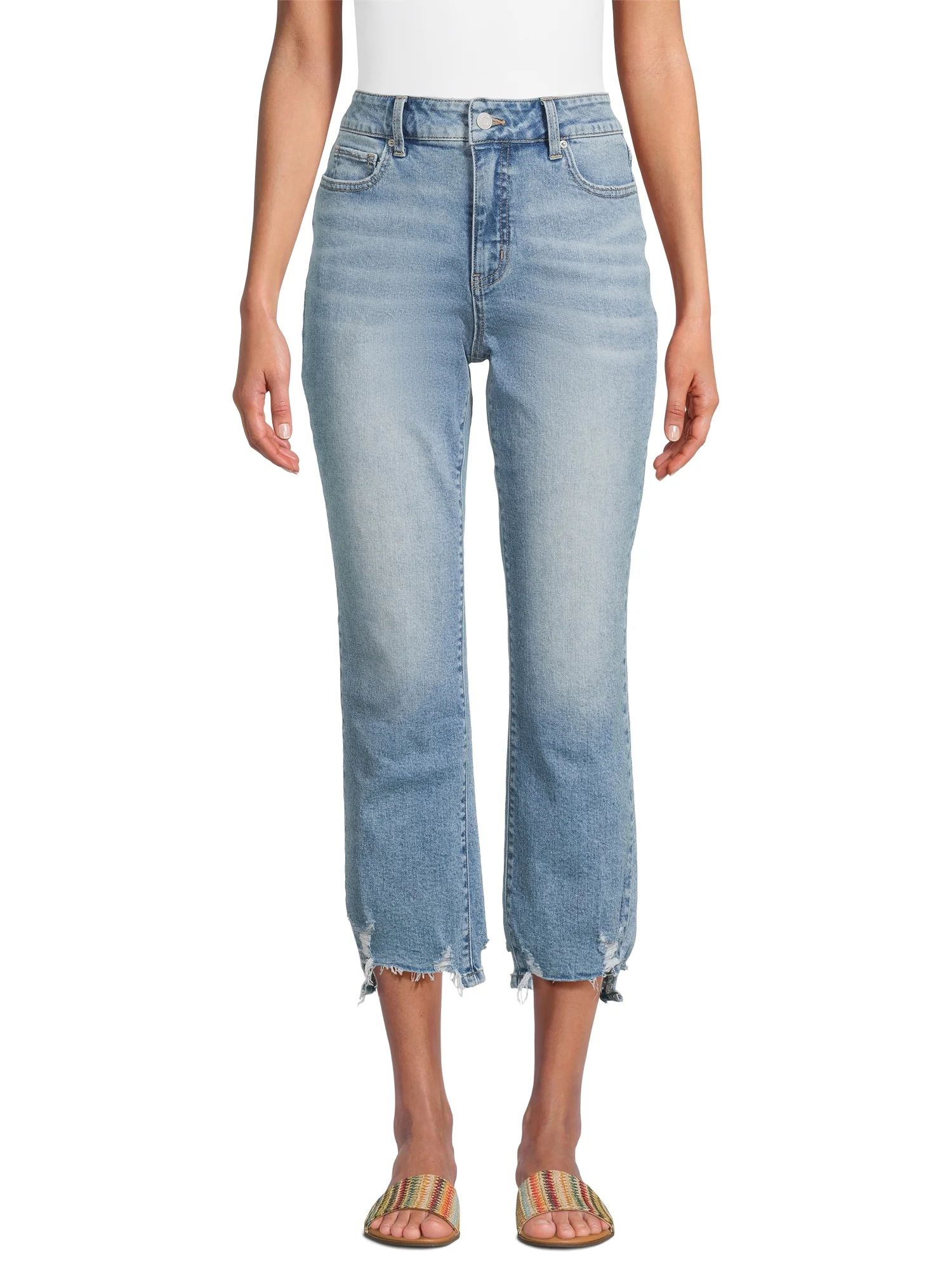 Time and Tru Women's High Rise Straight Jeans, 27.5” Inseam, Sizes 4-20 | Walmart (US)