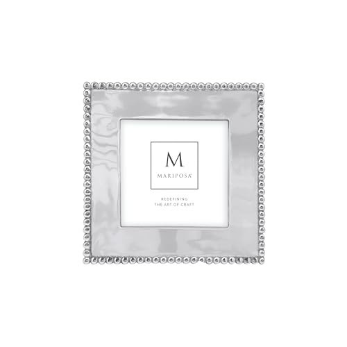 MARIPOSA Beaded 4x4 Engravable Frame, Silver | Amazon (US)