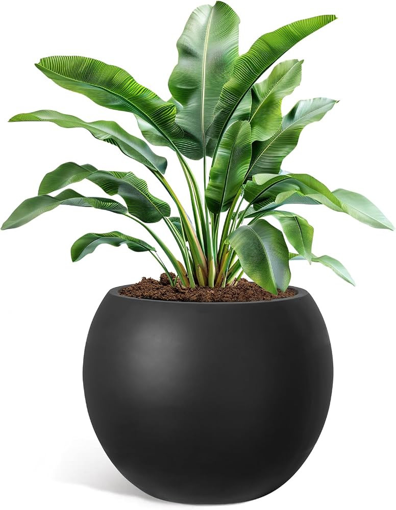 YOLENY Round Planter with Drainage Hole, 17.7'' Dia Large Sphere Planter with Removable Plug, Flo... | Amazon (US)