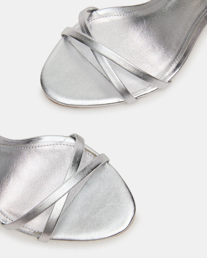 JYPSEY Silver Leather Strappy Stiletto Women's Heel | Steve Madden (US)