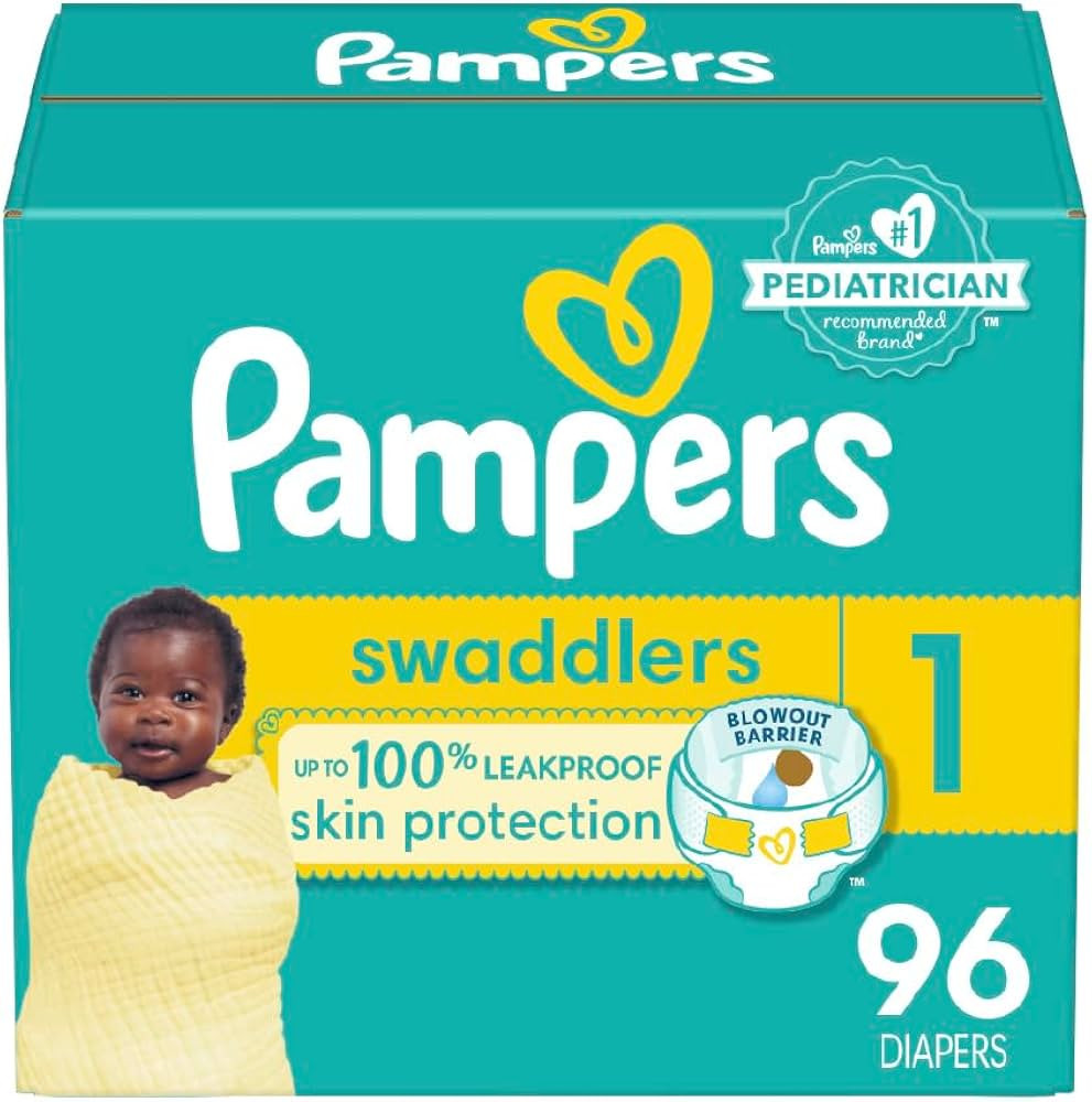 Pampers Swaddlers Diapers - Size 1, 96 Count, Ultra Soft Disposable Baby Diapers | Amazon (US)
