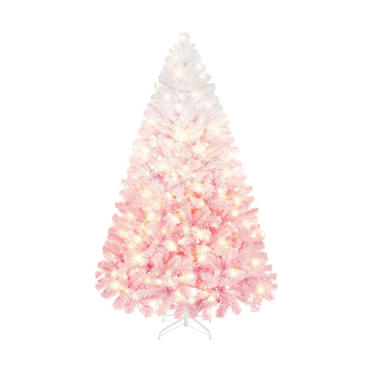 Yaheetech 6ft Pre-Lit Artficial Christmas Tree with 250 Warm LED Lights, Stand Included, Pink Gra... | Target