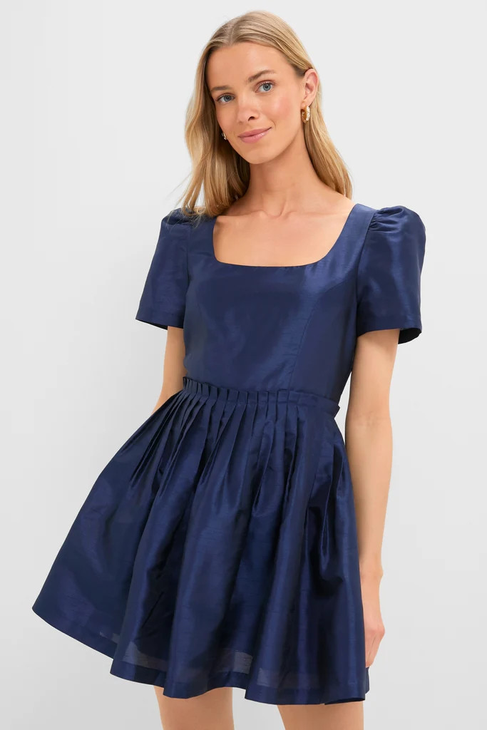 Navy Pleated Lucerne Mini Dress | Tuckernuck (US)