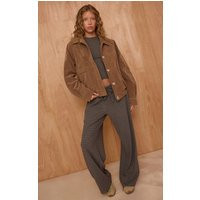 Dark Green Striped Soft Fleece Straight Leg Joggers | PrettyLittleThing UK