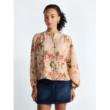 Scoop Women’s Blouson Sleeve Shirt, Sizes XS-4X | Walmart (US)