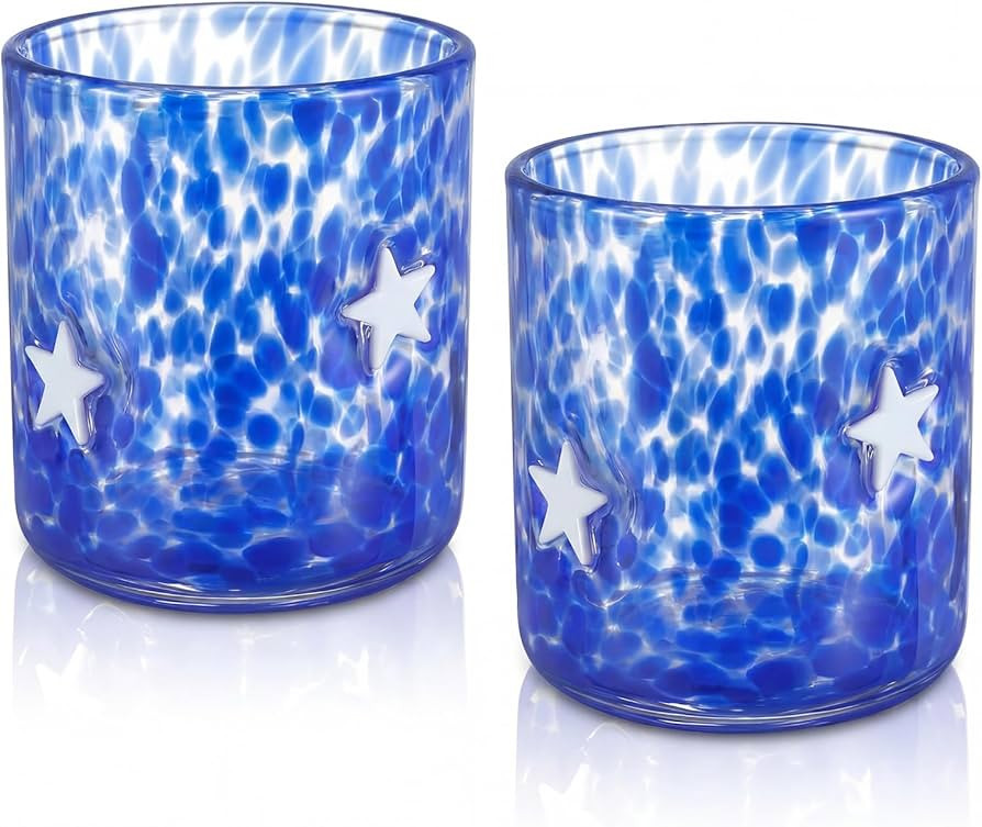 Skylety 2 Pcs Star Icon Juice Glasses 14 oz Stemless Wine Drinking Juice Glass Cups Old Fashioned... | Amazon (US)