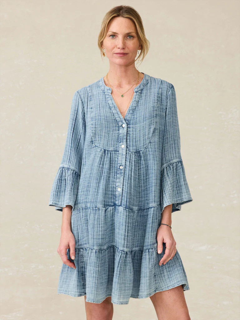 Dune Cotton Gauze Kasey Dress - Light Indigo Wash | Faherty