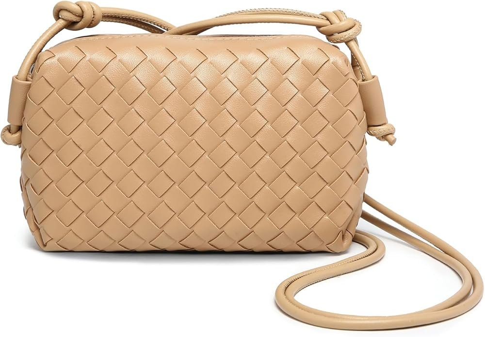Woven Leather Crossbody Bag,Small Handbag Purse,Mini Crossbody Camera Bag, Light weight,7.4 x 2.7... | Amazon (US)