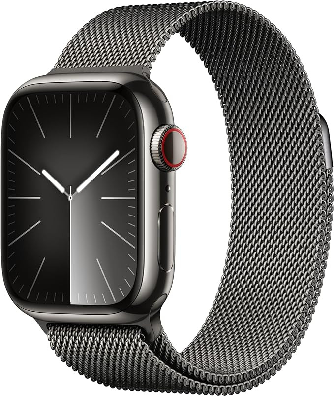 Apple Watch Series 9 [GPS + Cellular 41mm] Smartwatch with Graphite Stainless Steel Case with Gra... | Amazon (US)