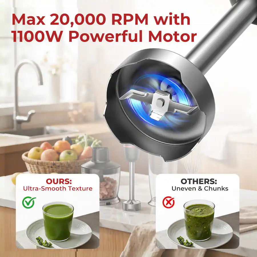 VAVSEA - 5-in-1 Immersion Hand Blender with 1100W Motor and 24-Speed Control - Black | Best Buy U.S.