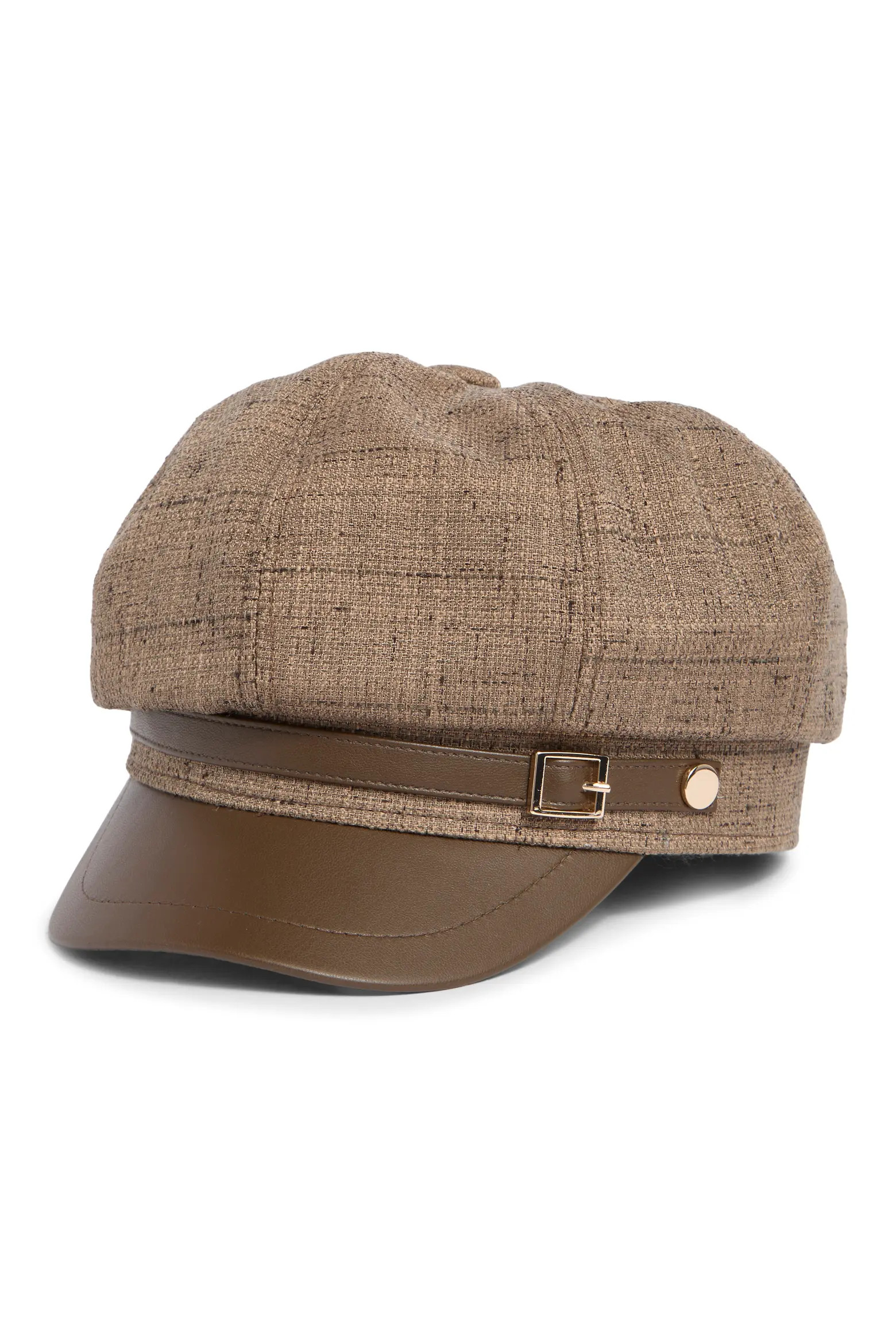 Vince Camuto Tweed & Faux Leather Newsboy Cap (Women) | Nordstromrack | Nordstrom Rack